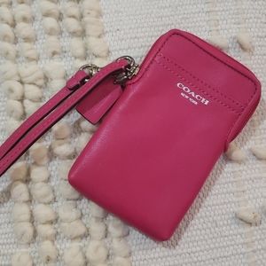 Coach pink leather wristlet EUC
